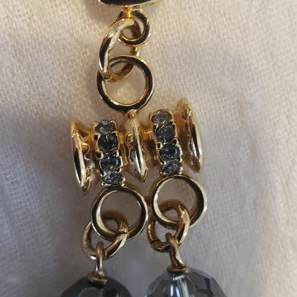 St. John Elegant Gold and Gray Crystal Necklace - Picture 5 of 7